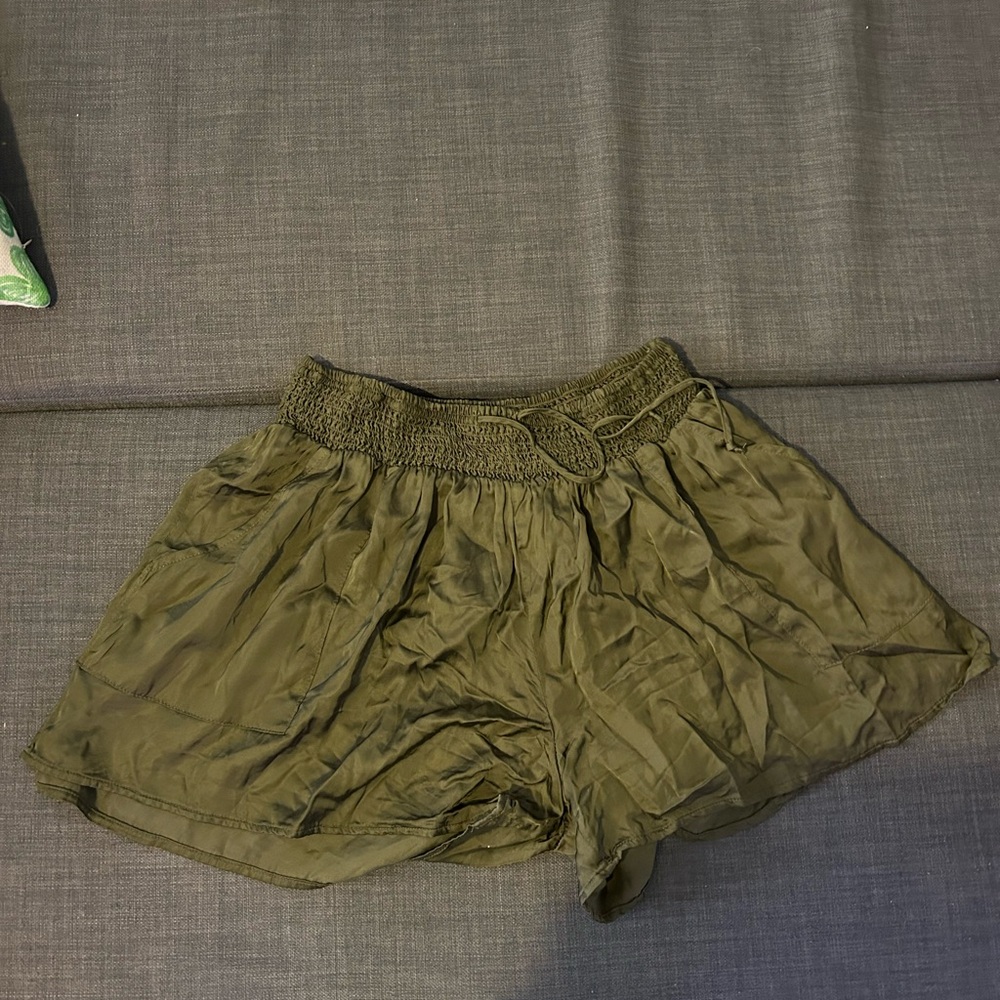 Olive Smocked Waist Shorts
